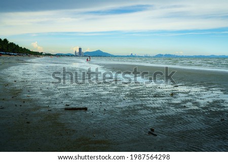 Bang Saen Beach in Chonburi, famous beach for local tourists near Bangkok, Thailand
