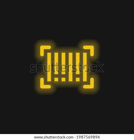 Barcode yellow glowing neon icon