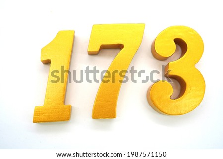 The letters are golden Arabic numerals on a white background.                              