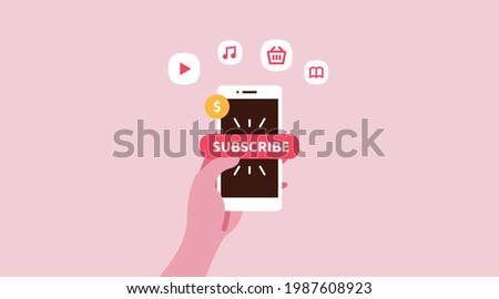 Subscription Service vector illustration pink Royalty-Free Stock Photo #1987608923
