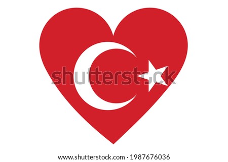 Heart flag vector of Turkey on white background. 