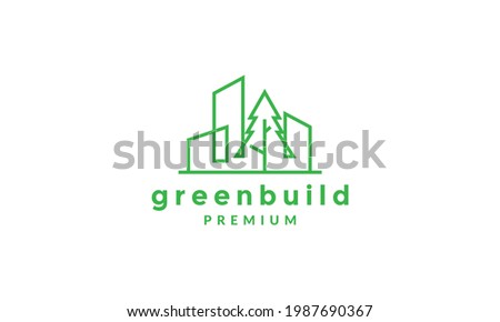 lines pines tree with building city logo symbol vector icon illustration graphic design