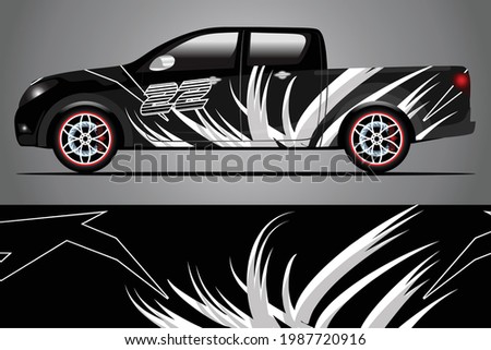Car decal wrap design vector. Graphic abstract stripe racing background kit designs for vehicle race car rally adventure and livery	
