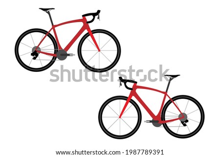 A modern sports bike, city bike or gravel bike. A multi-speed bike for adults. Vector flat illustration isolated on white.