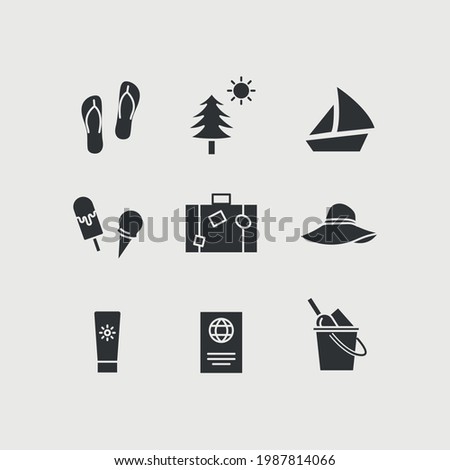 summer vector icon set beach vacation and travel