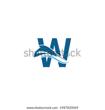 Letter W with stingray icon logo template illustration vector
