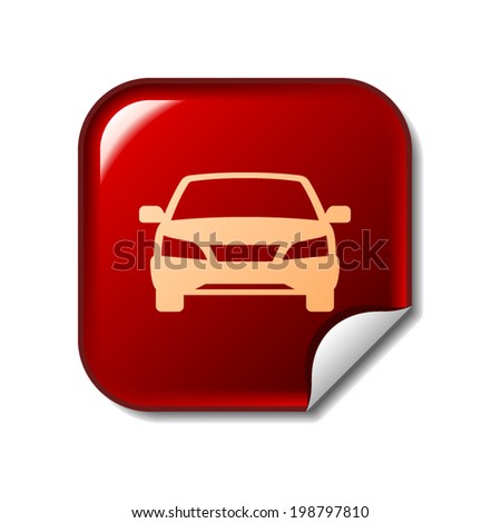 Car icon on red sticker