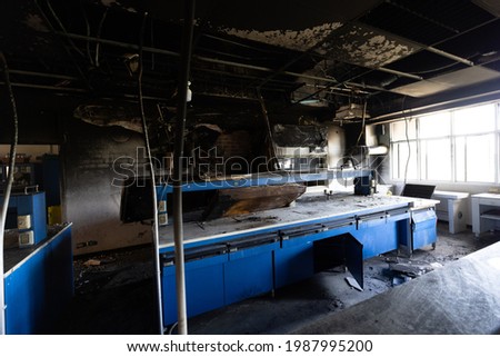 Science lab caused by fire.