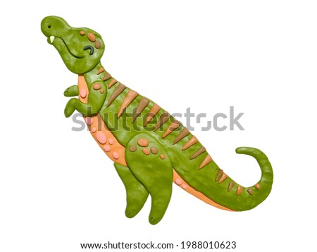 Plasticine illustration of tyrannosaurus on white background.