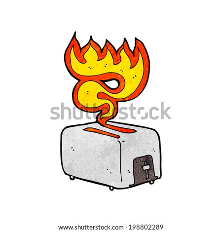 cartoon burning toaster