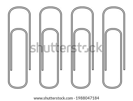 paper clip line vector illustration,
isolated on white background.top view