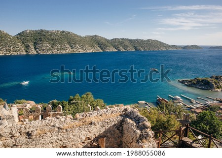 the beautiful panorama of Kekova, the sunken city from the simian castle. High quality photo