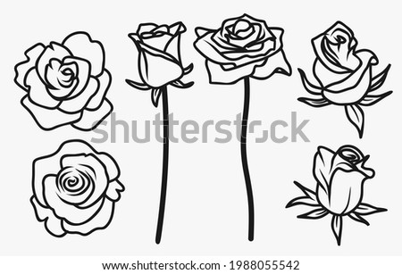A set of beautiful flowers illustration