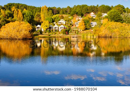 This stunning lake was created in 1929 by erecting a dam wall  - Daylesford, Victoria, Australia Royalty-Free Stock Photo #1988070104
