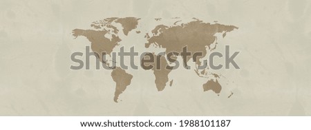Watercolor background with world map motif. Brown banner or wallpaper.  Royalty-Free Stock Photo #1988101187