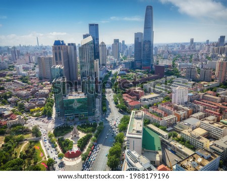 Aerial photography of Tianjin city architecture landscape skylin