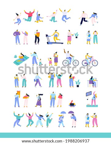Collection of cartoon vector men and women isolated on white background.