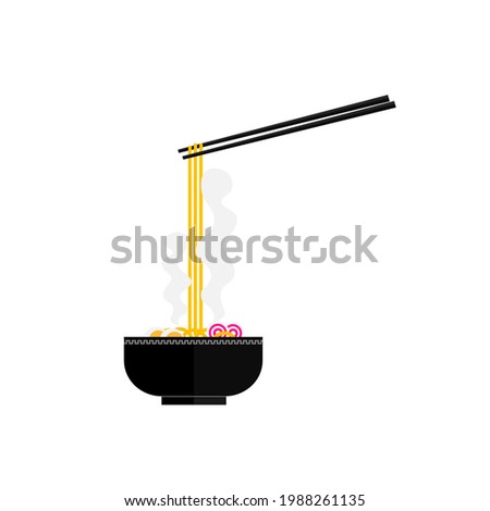 a cup of noodle on white background. Cartoon of noodle.