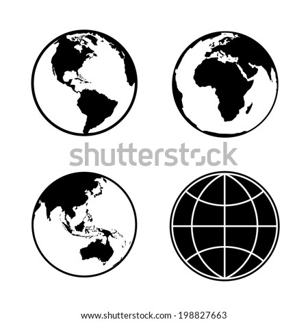 Set of earth planet globe web and mobile icons. Vector.