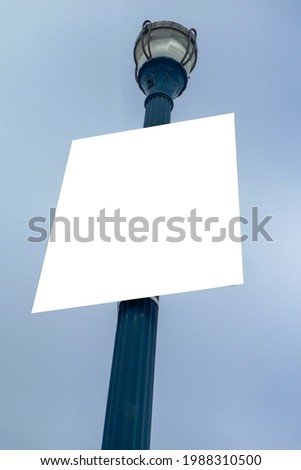 Blank information signage on a lamp post