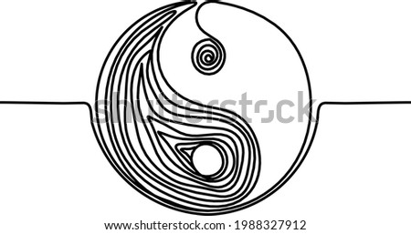 Sign of yin and yang as line drawing on the white background. Vector