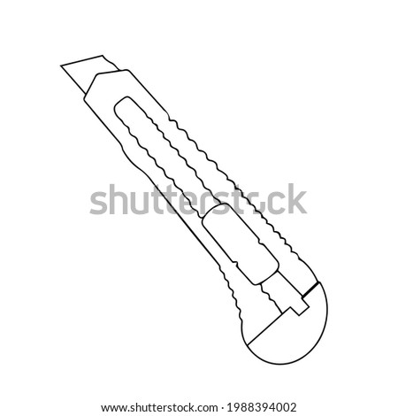 Doodle vector hand drawn box knife. Office supplies and stationary, cutting tool, paper cut, stationary knife, box crafter. Design element isolated for typography and digital use.