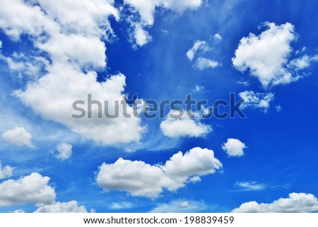 blue sky background with white clouds in summer