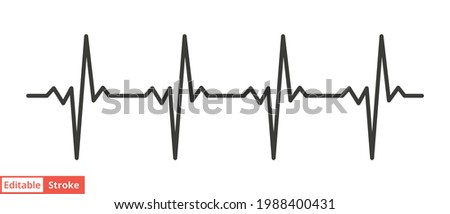 Heart cardiogram line icon. Simple outline style. pulse, ecg, ekg, hertbeat, electrocardiogram, graph, rhythm cardioid concept. Vector illustration isolated on white background. Editable stroke EPS 10 Royalty-Free Stock Photo #1988400431