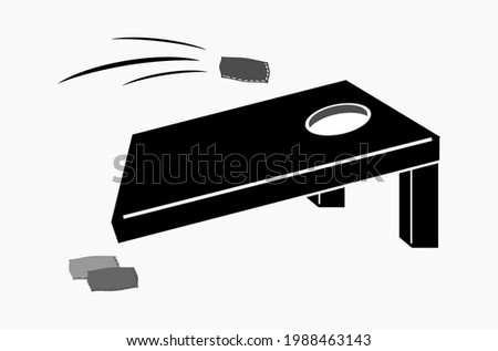 Vector illustration of cornhole board with sack symbol on gray background