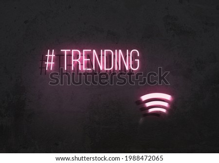 hashtag trending pink neon sign word