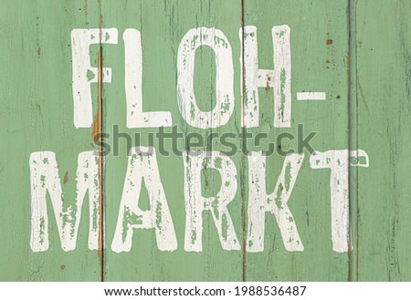 Wooden retro sign - Garage sale in german - Flohmarkt