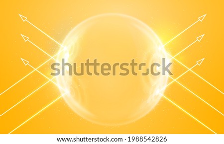 Sun protection futuristic glowing vector illustration on light background. Bubble shield from ultraviolet light. Solar protection screen from UV radiation Royalty-Free Stock Photo #1988542826