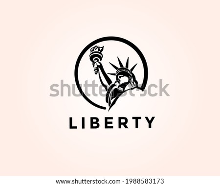 circle Statue liberty drawing art logo design template illustration Royalty-Free Stock Photo #1988583173