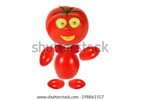 Healthy eating. Funny little man made of tomatoes