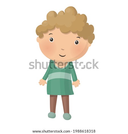 Cute little cartoon boy isolated on white background. Vector illustration.