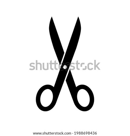 Scissor icon. Silhouette black scissors isolated on white background. Symbol barber. Simple open scissor for design of hairdresser, etc. Scissors cut line paper. Outline sign. Vector illustration