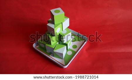 green and white 3d puzzle.  educational toys for children