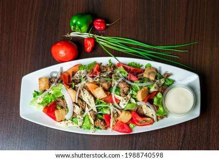 plan view of mixed vegetables in a plate- food concept 