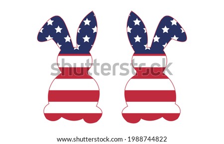 4th of July, USA, Bunny, American Flag With Bunny Vector And Clip Art