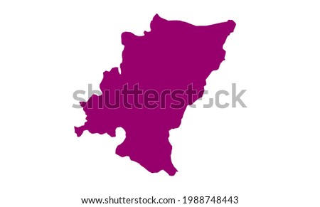 Purple silhouette map of the city of Tegal in central java