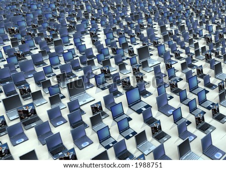 An Armada of laptops. By adjusting the output level sliders in PhotoShop, effective text background for reports can be created