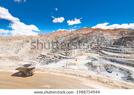 View from above of an open-pit copper mine in Chile
