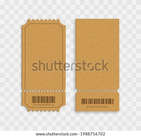 Blank tickets Blank cinema tickets with barcodes isolated. Vector illustration with barcodes isolated. Vector illustration.