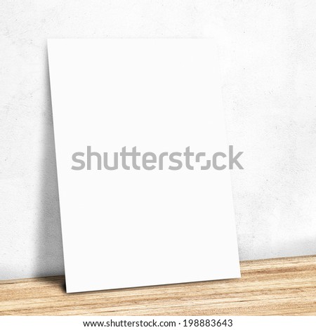 blank white paper on the white wall and the wooden floor,Mock up for your content