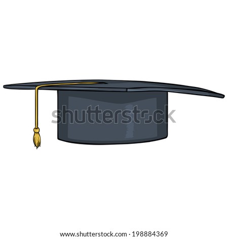 Single Vector Cartoon  Dark Blue Academic Hat with Yellow Tassel