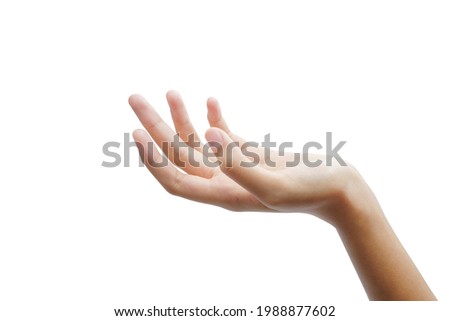 beautiful woman hand gesture isolated on white background with clipping path
