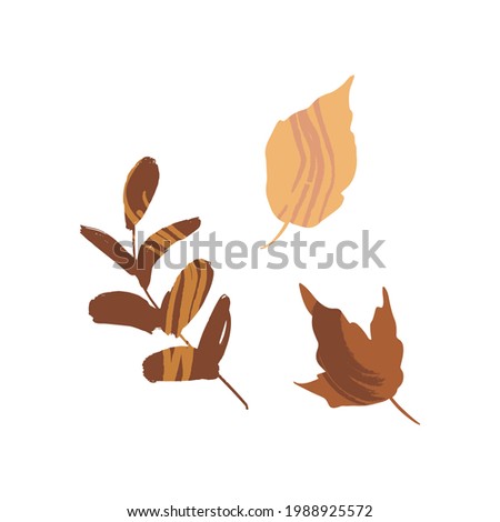 Modern abstract art. Scandinavian style autumn leaves. Nordic minimalist eco print design for interior and other. EPS clip art