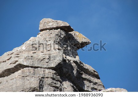 Eroded rock in the shape of a bird's head in El Torcal, Antequera.