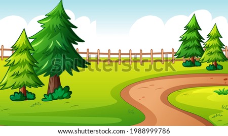 Blank nature park landscape at daytime scene illustration