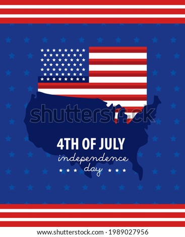 usa independence day with flag and map